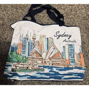 Sydney Australia Souvenir Tote Bag Canvas zippered Opera House Harbor travel
